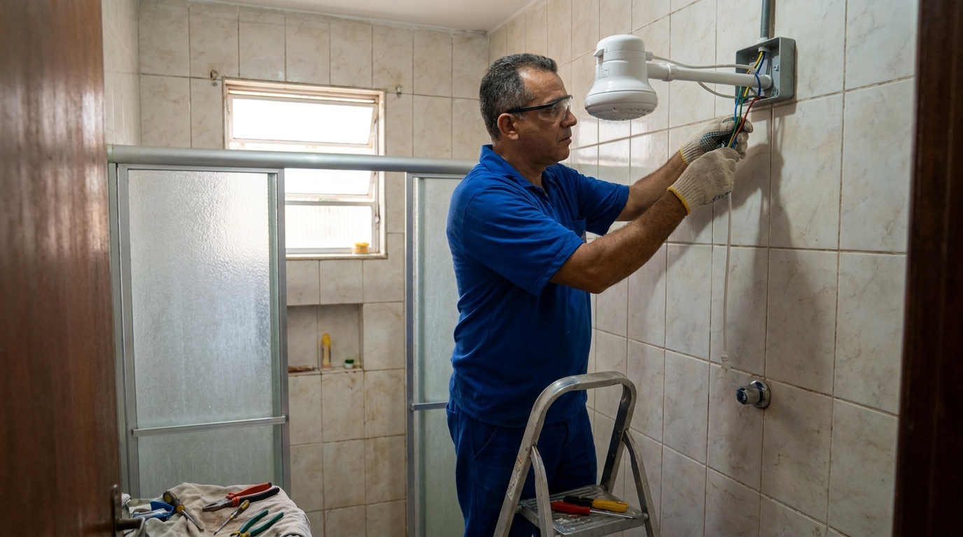 Substituição de Chuveiro Antigo em Altaneira, Marília‑SP
